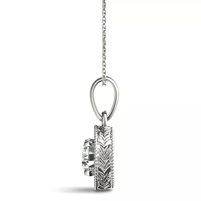 14K White Gold Vintage Round Lab Diamond Solitaire Pendant (1 ct. tw.)